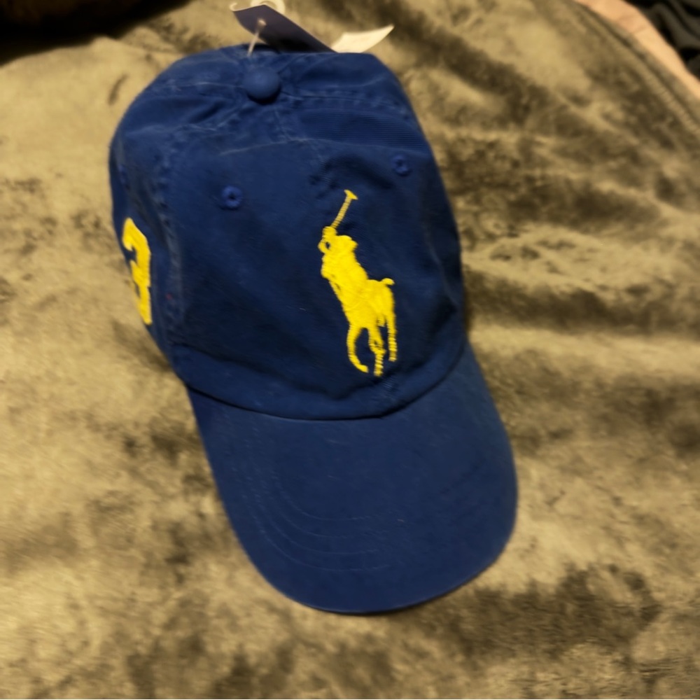 Polo Ralph Lauren Vintage Hat Cap Blue Yellow Big Pony #3 MCMLXVII Strapback NWT